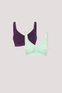 Bella Bodies Ultimate Adjustable Bamboo Crop Bra 2 Pack in Emerald & Wine Small