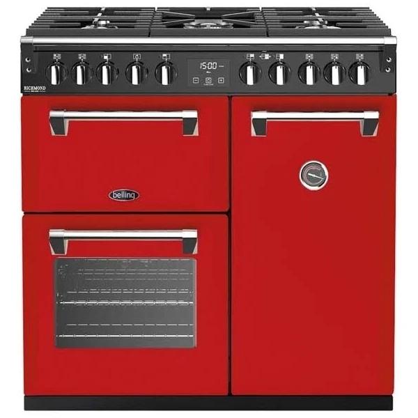 Belling 900mm Richmond Deluxe Dual Fuel Range Cooker - Red