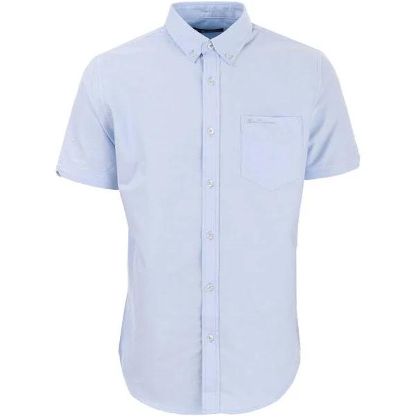 Ben Sherman Mens Oxford Short Sleeve Shirt Sky , Size: XL