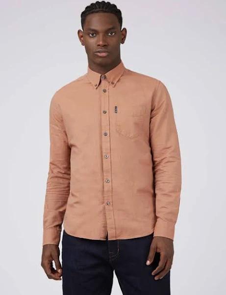 Ben Sherman Signature Organic Oxford Long Sleeve Shirt X-Large Brick Red