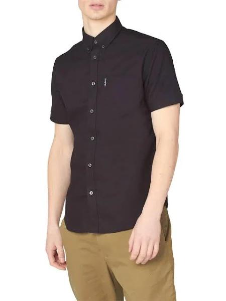 Ben Sherman Signature Organic Oxford Short Sleeve Shirt Barely Black 5XL
