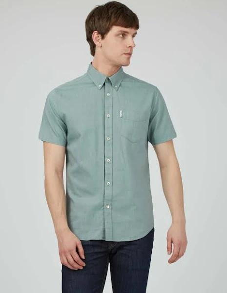 Ben Sherman Signature Organic Oxford Short Sleeve Shirt Jade Medium