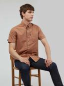 Ben Sherman Signature Organic Oxford Short Sleeve Shirt Large Brick Red
