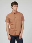 Ben Sherman Signature Organic Oxford Short Sleeve Shirt Large Brick Red