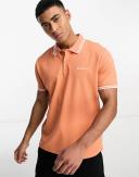 Ben Sherman Twin Tipped Polo Jersey Polo Top in peach-Orange - ASOS Outlet