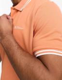 Ben Sherman Twin Tipped Polo Jersey Polo Top in peach-Orange - ASOS Outlet
