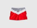 Benetton, Color Block Swim Trunks, Size L, Red, Men
