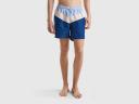 Benetton, Color Block Swim Trunks, Size XL, Blue, Men