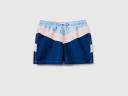 Benetton, Color Block Swim Trunks, Size XL, Blue, Men