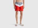 Benetton, Color Block Swim Trunks, Size XL, Red, Men