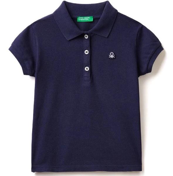 Benetton, Regular Fit Polo in Organic Cotton, Size 104, Dark Blue, Kids