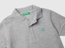 Benetton, Short Sleeve Polo in Organic Cotton, Size 116, Light Gray, Kids