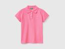 Benetton, Short Sleeve Polo in Organic Cotton, Size 2XL, Pink, Kids