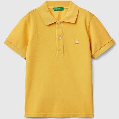 Benetton, Short Sleeve Polo in Organic Cotton, Size 82, Yellow, Kids