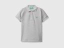 Benetton, Short Sleeve Polo in Organic Cotton, Size 90, Light Gray, Kids