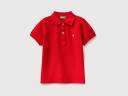 Benetton, Short Sleeve Polo in Organic Cotton, Size 90, Red, Kids