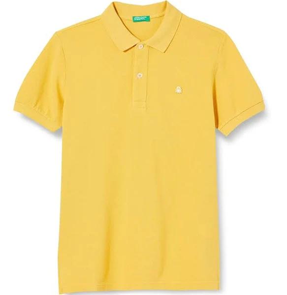 Benetton, Short Sleeve Polo in Organic Cotton, Size 98, Yellow, Kids