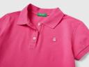 Benetton, Short Sleeve Polo in Organic Cotton, Size L, Fuchsia, Kids