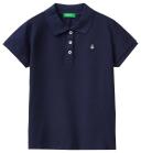 Benetton, Short Sleeve Polo in Organic Cotton, Size M, Dark Blue, Kids