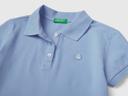 Benetton, Short Sleeve Polo in Organic Cotton, Size M, Periwinkle, Kids