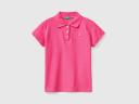 Benetton, Short Sleeve Polo in Organic Cotton, Size XL, Fuchsia, Kids