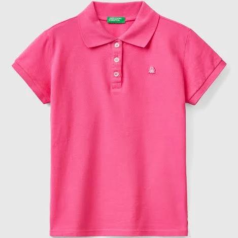 Benetton, Short Sleeve Polo in Organic Cotton, Size XL, Fuchsia, Kids