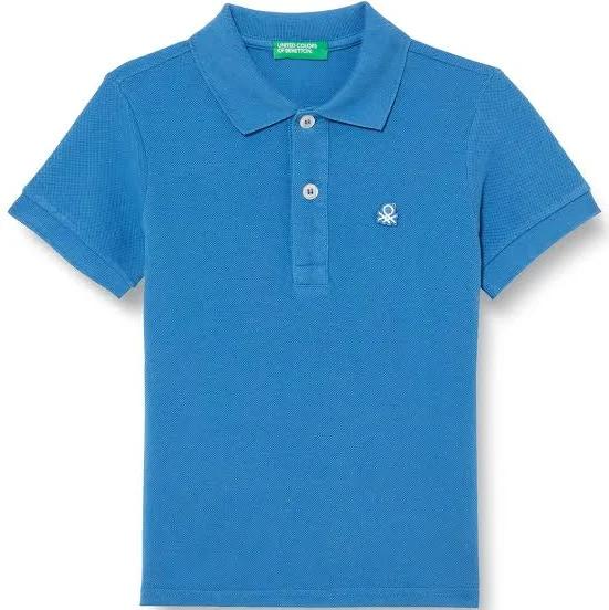 Benetton, Slim Fit Polo in 100% Organic Cotton, Size 2XL, Bright Blue, Kids