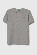 Benetton, Slim Fit Polo in 100% Organic Cotton, Size 2XL, Light Gray, Kids