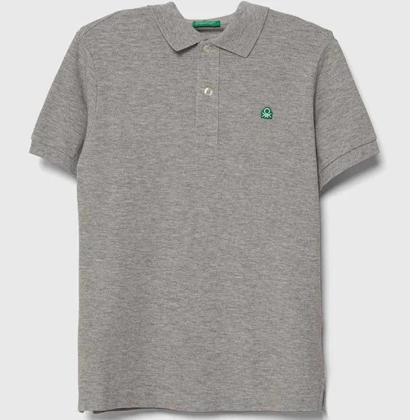Benetton, Slim Fit Polo in 100% Organic Cotton, Size 2XL, Light Gray, Kids