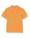 Benetton, Slim Fit Polo in 100% Organic Cotton, Size 2XL, Orange, Kids