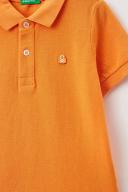 Benetton, Slim Fit Polo in 100% Organic Cotton, Size 2XL, Orange, Kids