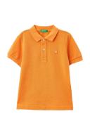 Benetton, Slim Fit Polo in 100% Organic Cotton, Size 2XL, Orange, Kids