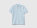 Benetton, Slim Fit Polo in 100% Organic Cotton, Size 2XL, Sky Blue, Kids