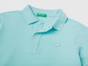 Benetton, Slim Fit Polo in 100% Organic Cotton, Size 2XL, Turquoise, Kids