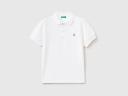 Benetton, Slim Fit Polo in 100% Organic Cotton, Size 2XL, White, Kids