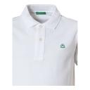 Benetton, Slim Fit Polo in 100% Organic Cotton, Size 2XL, White, Kids