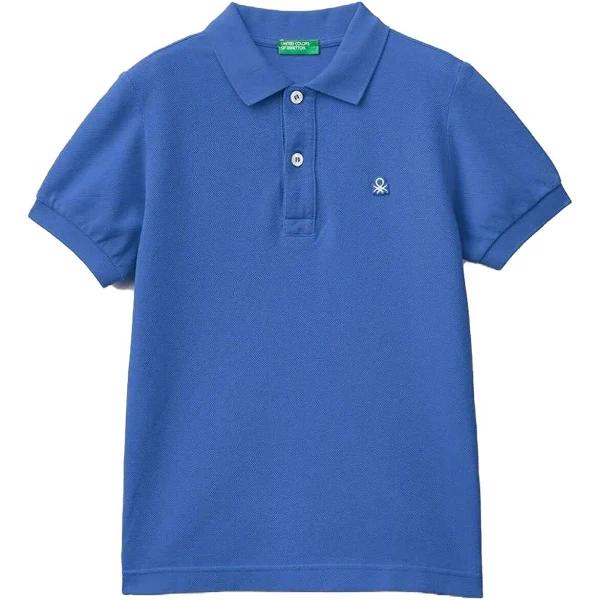 Benetton, Slim Fit Polo in 100% Organic Cotton, Size 3XL, Bright Blue, Kids
