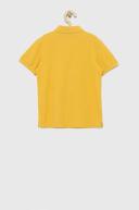 Benetton, Slim Fit Polo in 100% Organic Cotton, Size L, Yellow, Kids