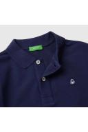 Benetton, Slim Fit Polo in 100% Organic Cotton, Size M, Dark Blue, Kids