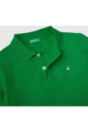 Benetton, Slim Fit Polo in 100% Organic Cotton, Size M, Green, Kids