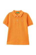 Benetton, Slim Fit Polo in 100% Organic Cotton, Size M, Orange, Kids