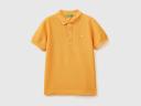 Benetton, Slim Fit Polo in 100% Organic Cotton, Size M, Yellow, Kids