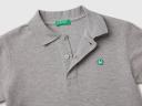 Benetton, Slim Fit Polo in 100% Organic Cotton, Size S, Light Gray, Kids