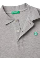 Benetton, Slim Fit Polo in 100% Organic Cotton, Size XL, Light Gray, Kids