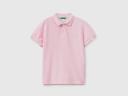 Benetton, Slim Fit Polo in 100% Organic Cotton, Size XL, Pink, Kids