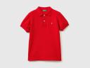 Benetton, Slim Fit Polo in 100% Organic Cotton, Size XL, Red, Kids
