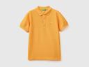 Benetton, Slim Fit Polo in 100% Organic Cotton, Size XL, Yellow, Kids