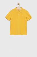 Benetton, Slim Fit Polo in 100% Organic Cotton, Size XL, Yellow, Kids