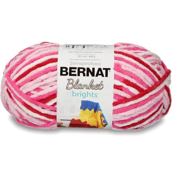 Bernat Blanket Brights Big Ball Yarn Raspberry Ribbon Variegated