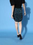 Berrylush Women Green & Black Animal Ruched Mini Skirt 14